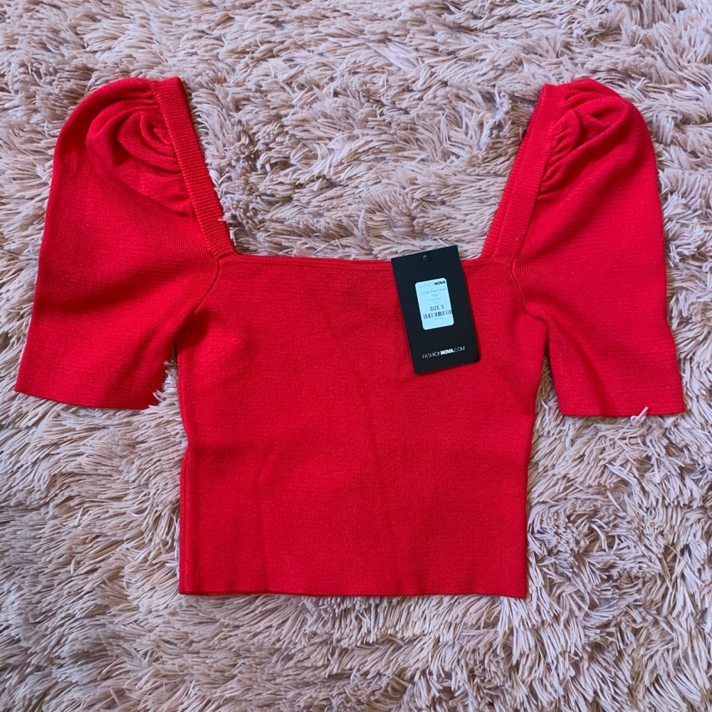 New red Fashion Nova “I call the shots top”